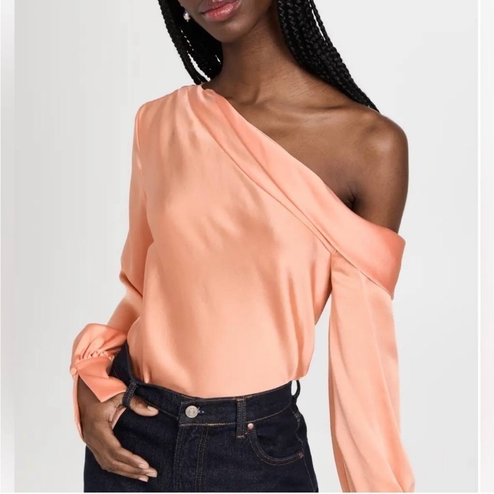 NWT Jonathan Simkhai off-shoulder long-sleeve blouse in sherbet